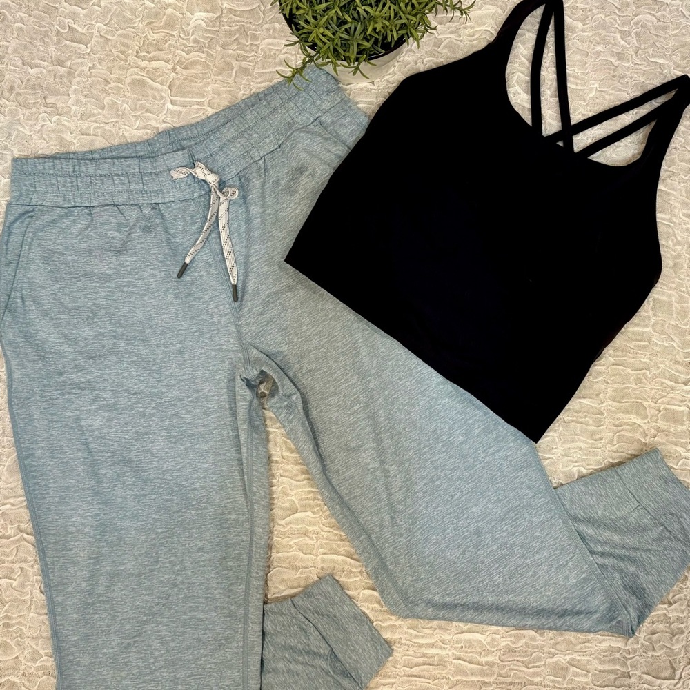 Lightweight Heather Blue Joggers Comfy Athletic Jogger Athleisure Lounge Pants - Picture 8 of 8